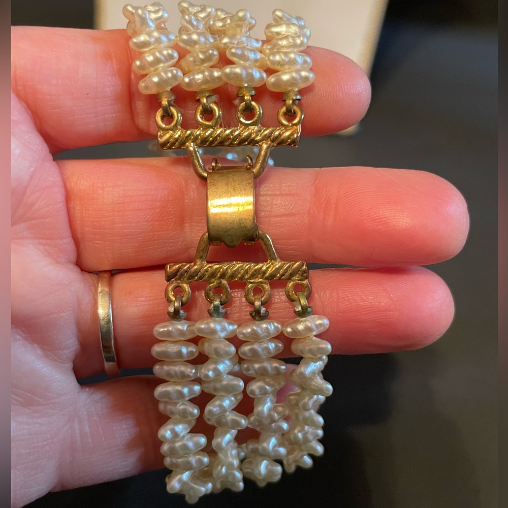 🐰Vintage Multi Strand Rice Pearl Necklace and Bracelet Set - Picture 6 of 10